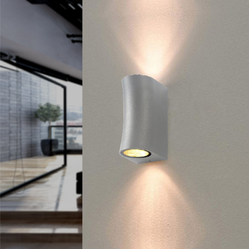 Applique Murale LED Gris IP44 pour 2 Ampoules GU10