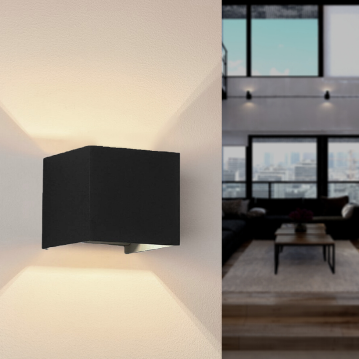 Applique Murale Design LED 12W IP54 Carré Noir