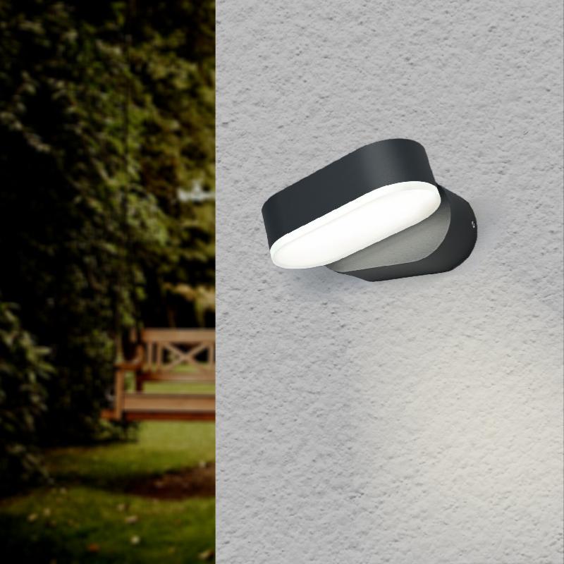 Applique Murale LED 6W IP54 Orientable Ovale Noir