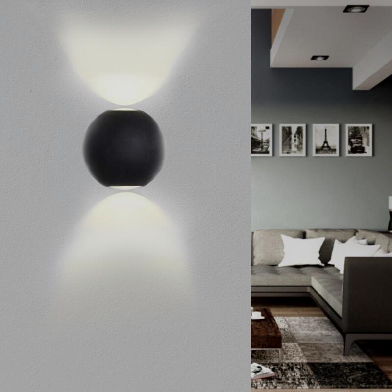 Applique Murale Design LED Double Faisceau IP54 6W Noir