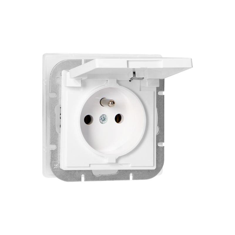 Prise Encastrée 2P+T 16A 250V avec Clapet - Blanc