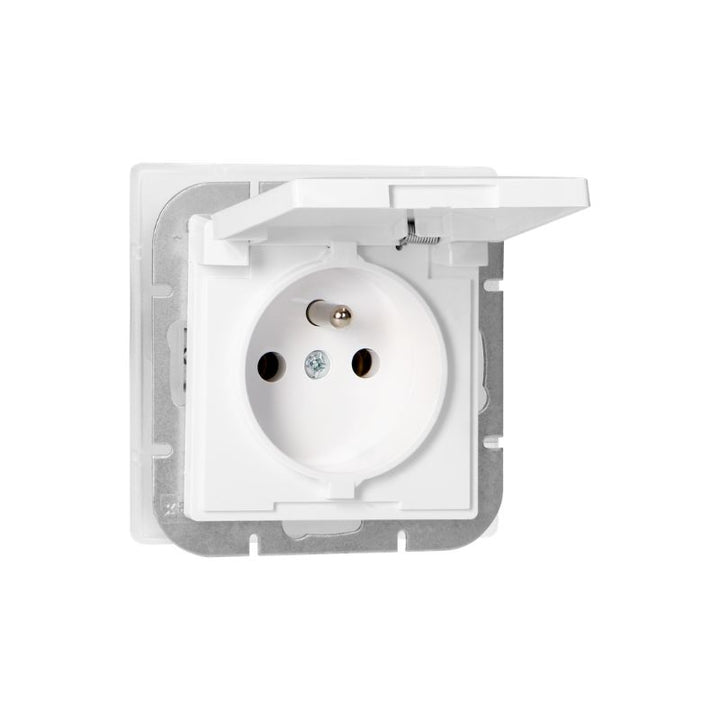 Prise Encastrée 2P+T 16A 250V avec Clapet - Blanc