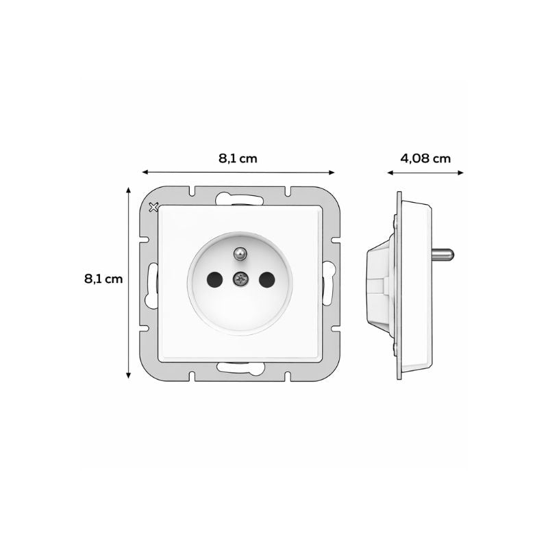 Prise Encastrée 2P+T 16A 250V avec Clapet - Blanc