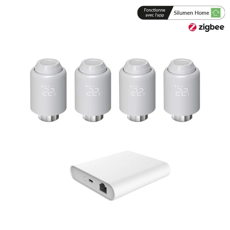 Kit 4 Têtes Thermostatiques Connectées + ZigBee Ethernet