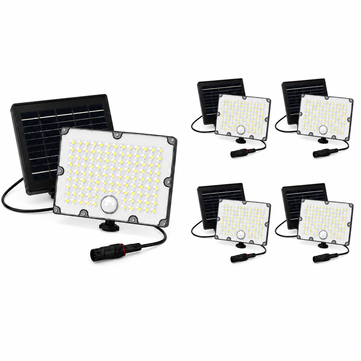 Set van 4 - Buiten Zonne-energie LED Schijnwerper 9W IP65 Licht- en Bewegingssensor