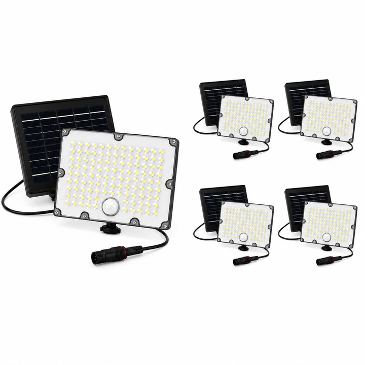 Pack de 4 - Projetor LED Solar Exterior 9W IP65 Detetor de Luz e Movimento