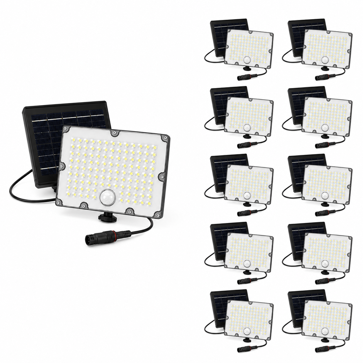 Set van 10 - Buiten Zonne-energie LED Schijnwerper 9W IP65 Licht- en Bewegingssensor