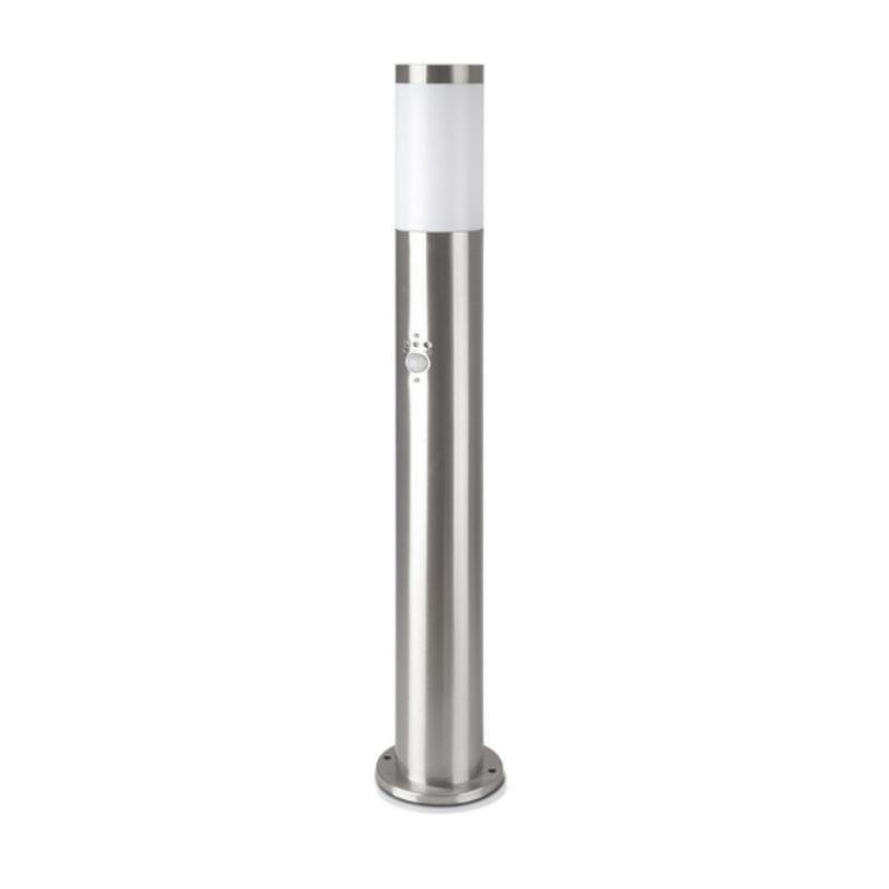 Borne de Jardin Acier Inoxydable avec Détecteur 80cm Gris pour Ampoule E27 IP44