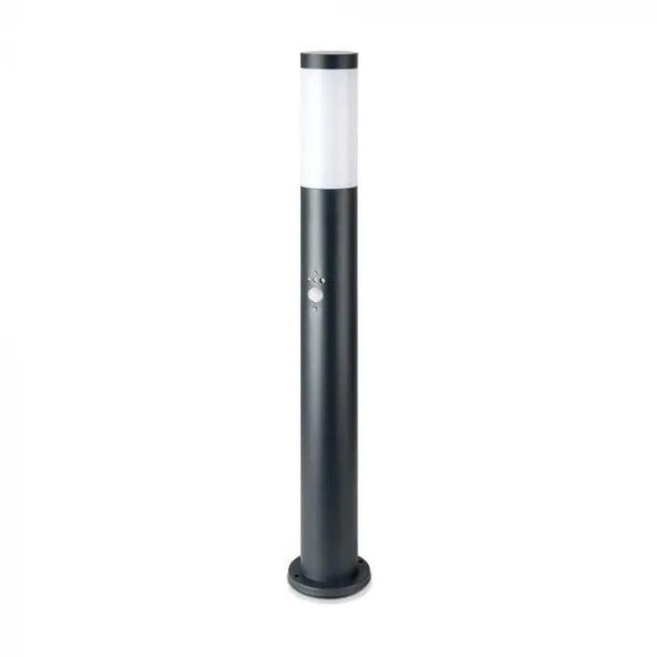 Borne de Jardin Acier Inoxydable avec Détecteur 80cm Noir pour Ampoule E27 IP44
