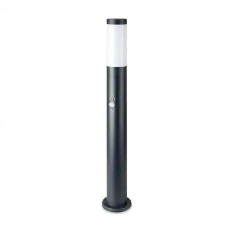 Borne de Jardin Acier Inoxydable avec Détecteur 80cm Noir pour Ampoule E27 IP44