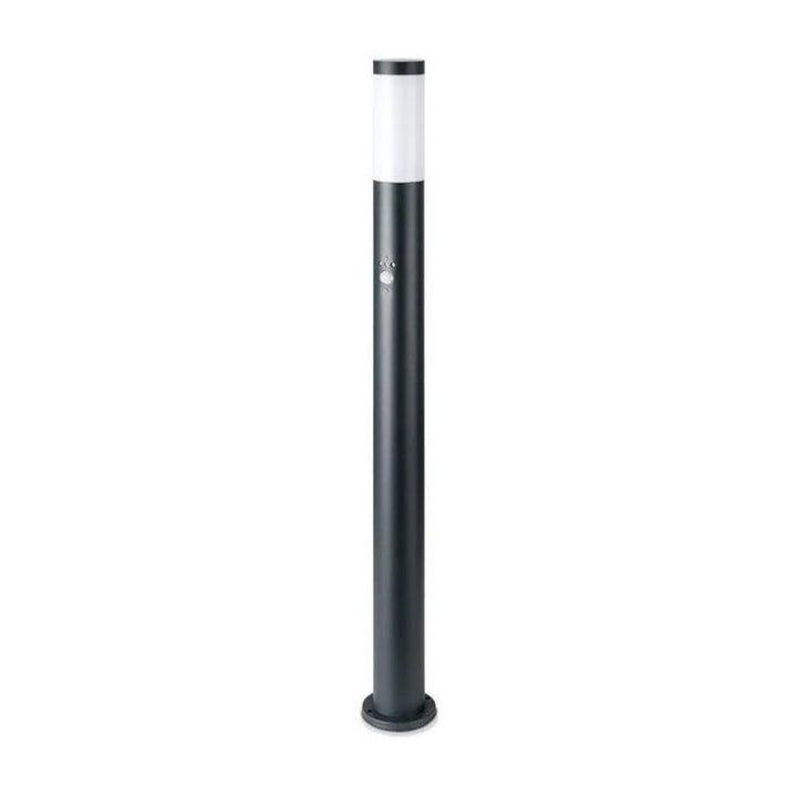 Borne de Jardin Acier Inoxydable avec Détecteur 110cm Noir pour Ampoule E27 IP44