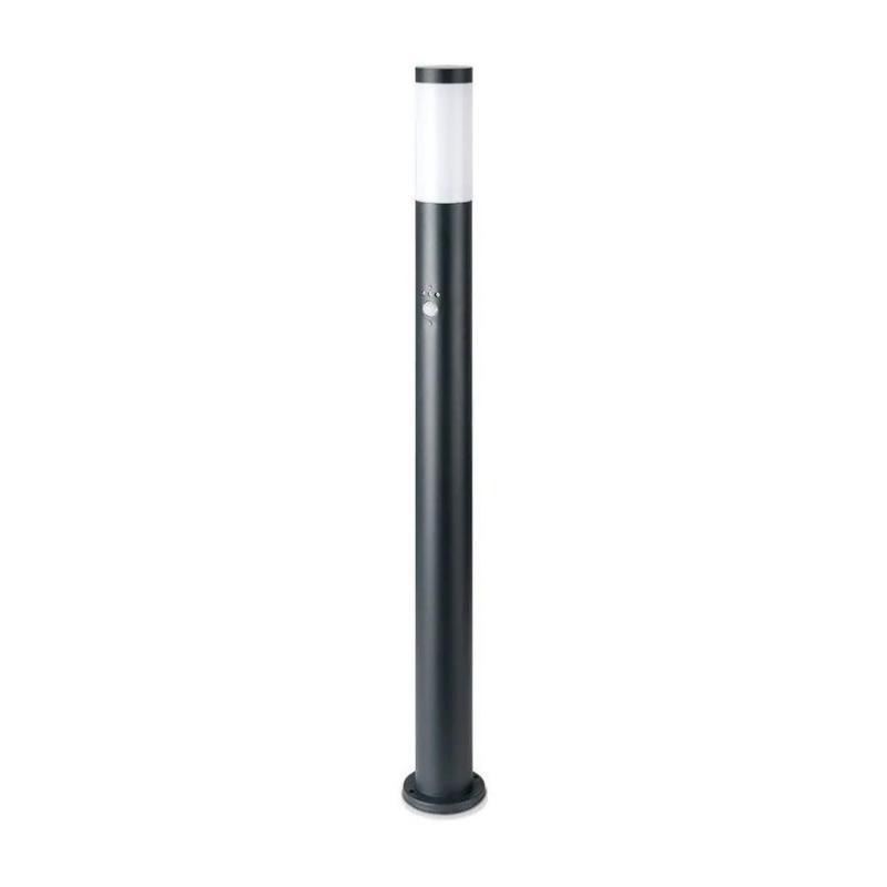 Borne de Jardin Acier Inoxydable avec Détecteur 110cm Noir pour Ampoule E27 IP44