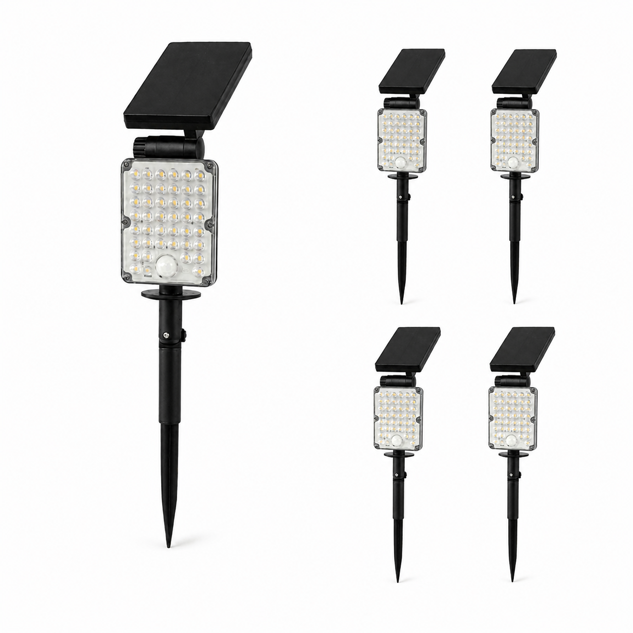 Pack de 4 - Spot LED Extérieur 3-CCT à Piquer IP65 Solaire 8W 1150lm 144lm/W avec Détecteur