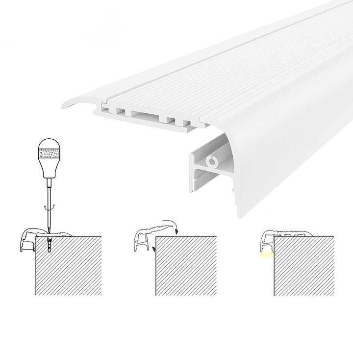 Nez de Marche Alu 2M Blanc pour Ruban LED 10mm