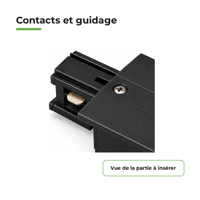 Connecteur d'Alimentation pour Rail Encastrable Monophasé Noir