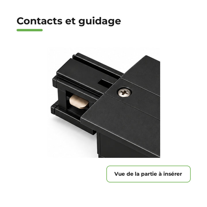 Connecteur d'Alimentation pour Rail Encastrable Monophasé Noir