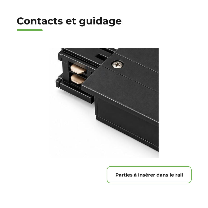 Connecteur d'Alimentation pour Rail Encastrable Triphasé Noir