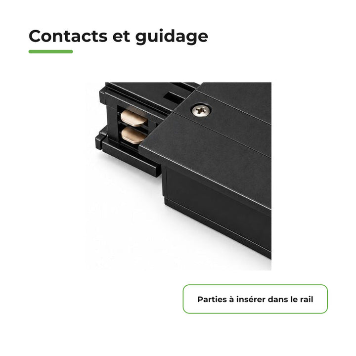 Connecteur d'Alimentation pour Rail Encastrable Triphasé Noir