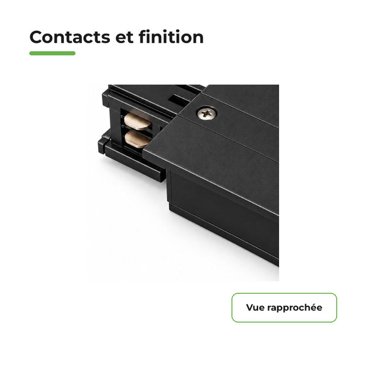Connecteur d'Alimentation pour Rail Encastrable Triphasé Noir