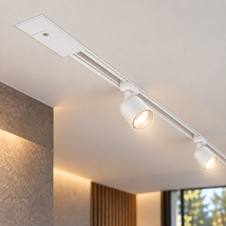 Connecteur d'Alimentation pour Rail Encastrable Triphasé Blanc