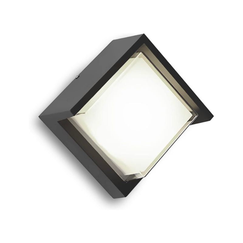LED wall light 15W black square IP65 with cache