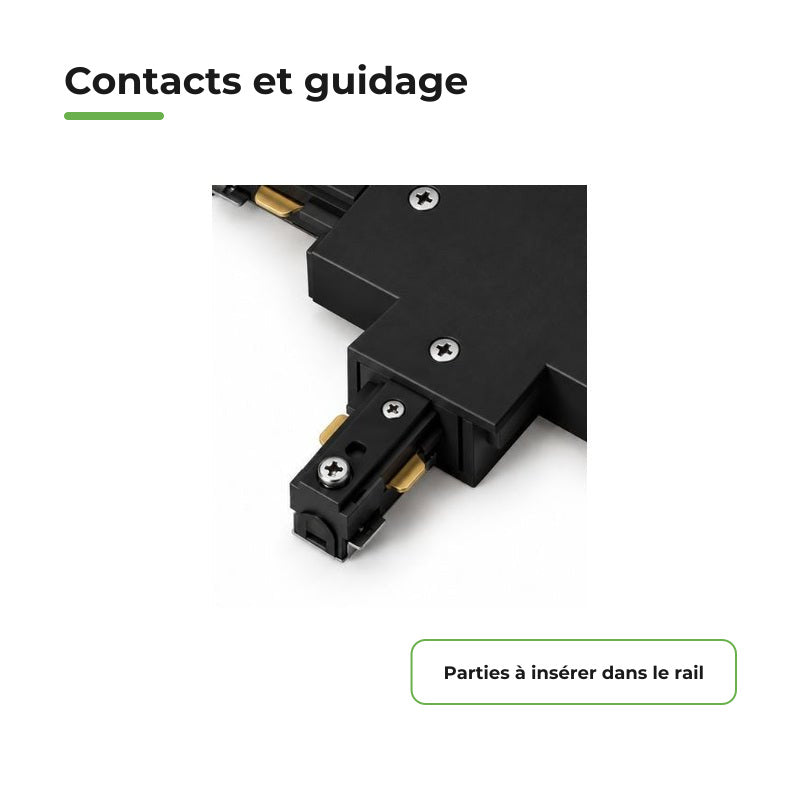Connecteur T Rail Encastrable Monophasé Noir