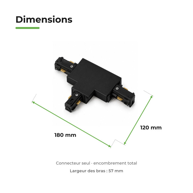 Connecteur T Rail Encastrable Monophasé Noir
