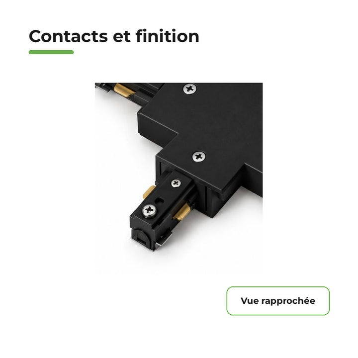 Connecteur T Rail Encastrable Monophasé Noir
