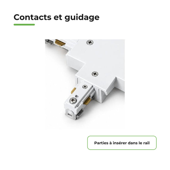 Connecteur T Rail Encastrable Monophasé Blanc