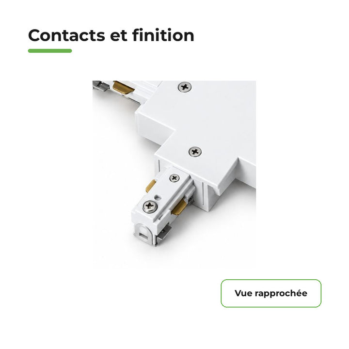 Connecteur T Rail Encastrable Monophasé Blanc