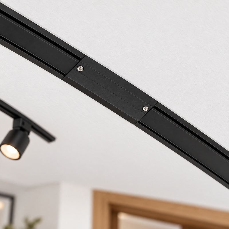 Connecteur Droit Rail Encastrable Triphasé Noir