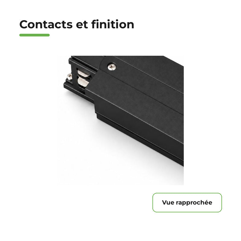 Connecteur Droit Rail Encastrable Triphasé Noir