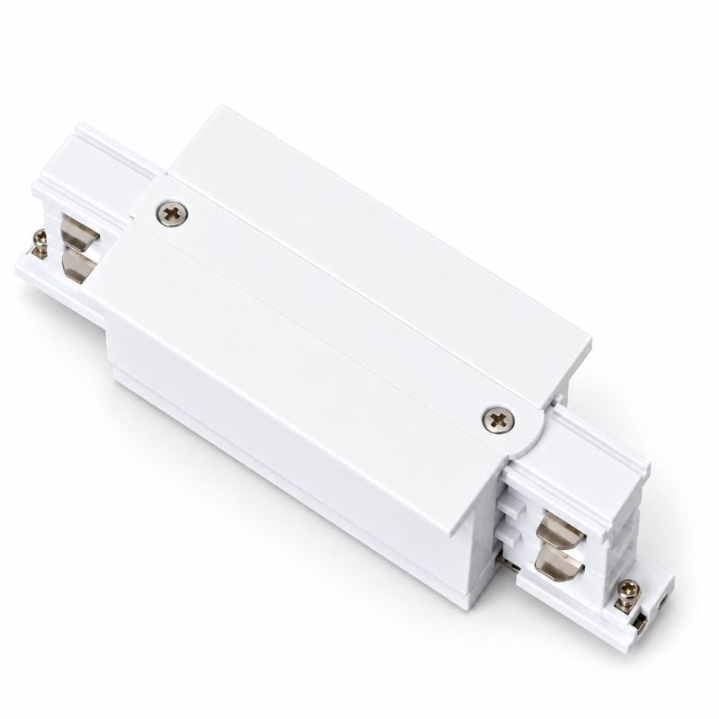 Connecteur Droit Rail Encastrable Triphasé Blanc
