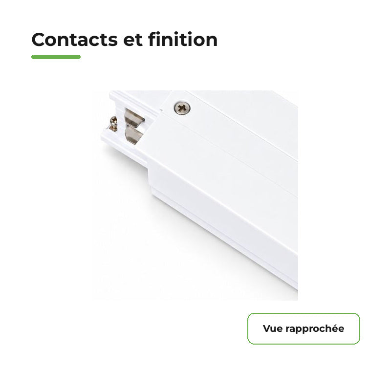 Connecteur Droit Rail Encastrable Triphasé Blanc