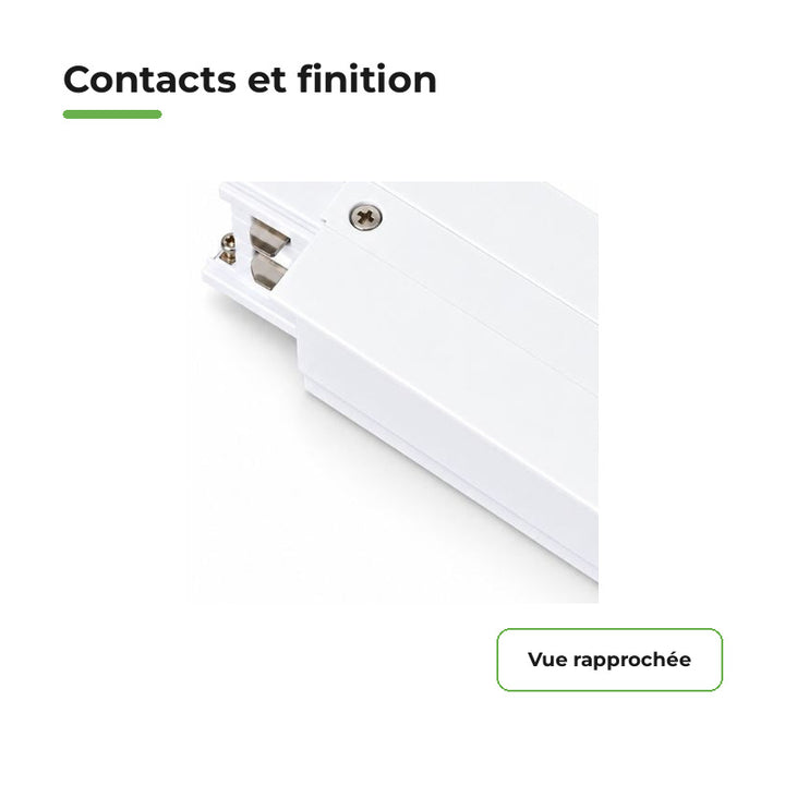 Connecteur Droit Rail Encastrable Triphasé Blanc