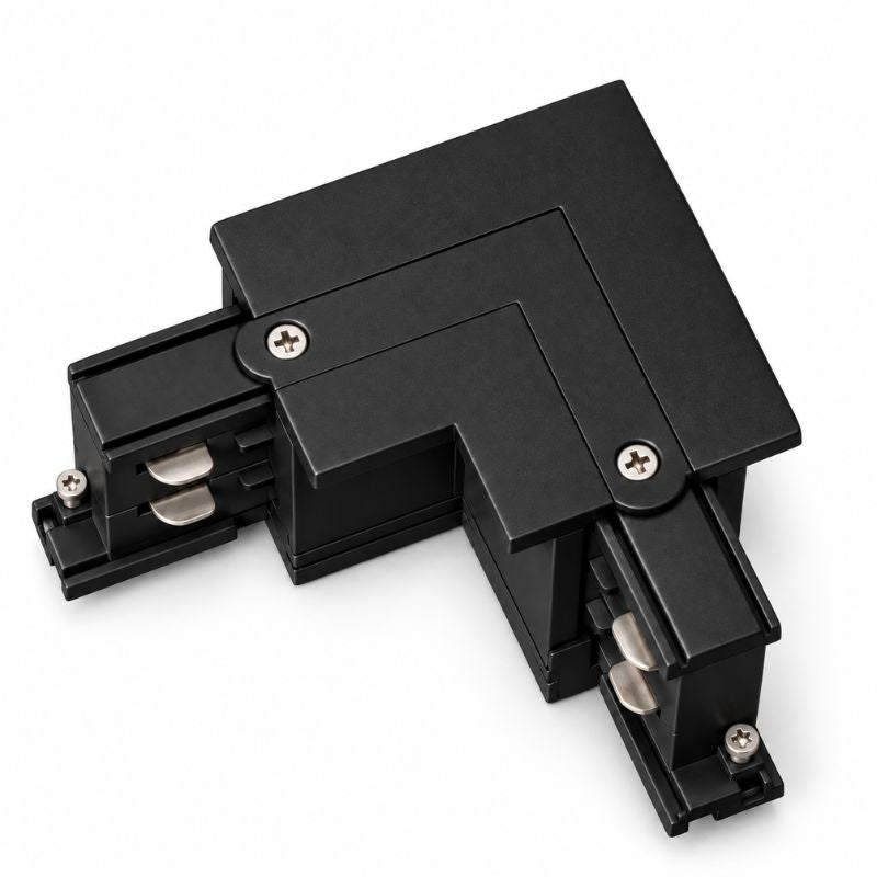 Connecteur L Rail Encastrable Triphasé Angle 90° Noir