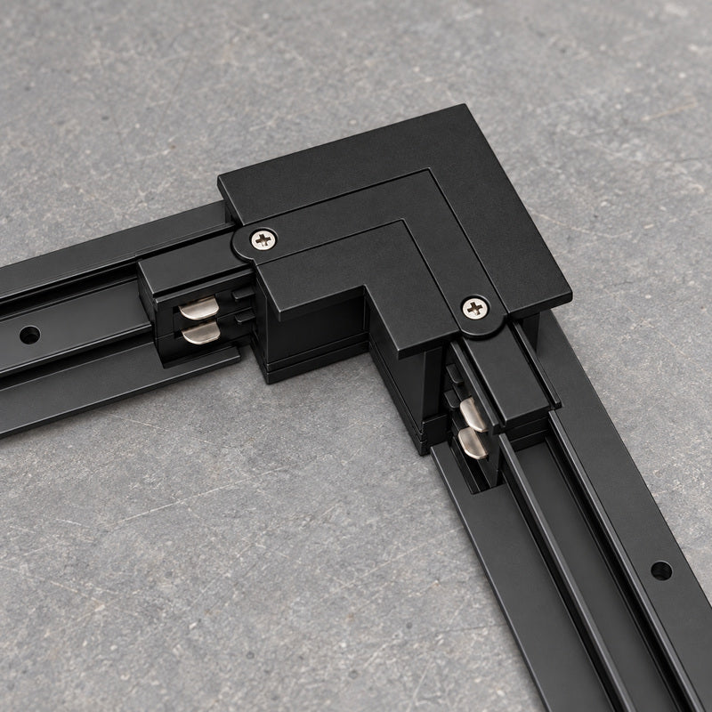 Connecteur L Rail Encastrable Triphasé Angle 90° Noir