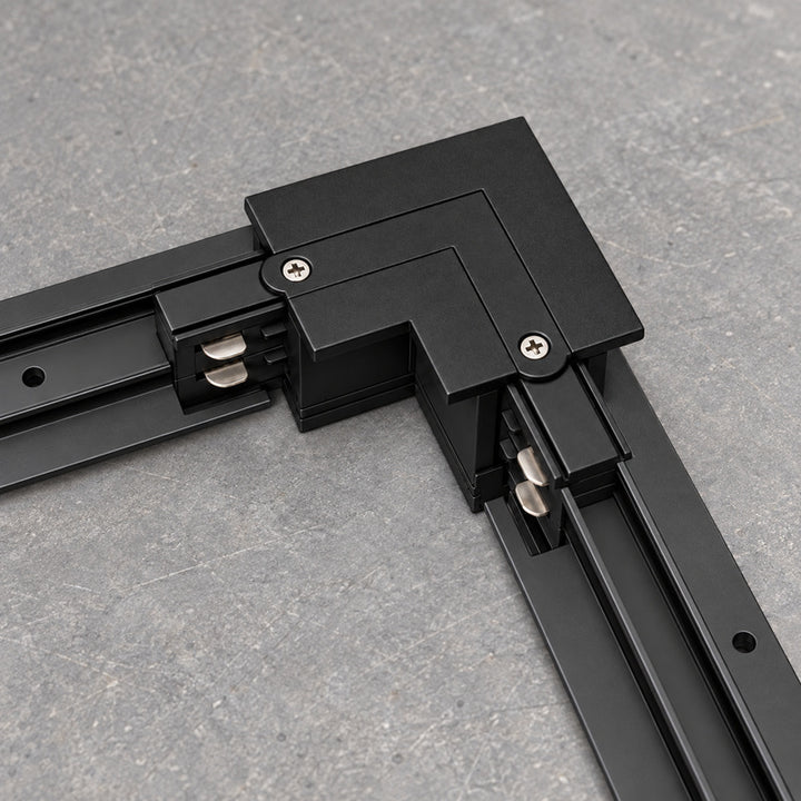 Connecteur L Rail Encastrable Triphasé Angle 90° Noir