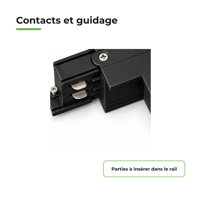 Connecteur L Rail Encastrable Triphasé Angle 90° Noir