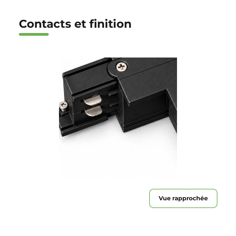 Connecteur L Rail Encastrable Triphasé Angle 90° Noir