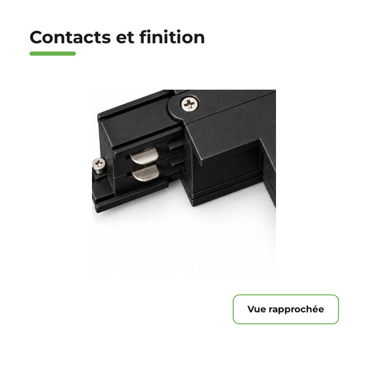 Connecteur L Rail Encastrable Triphasé Angle 90° Noir