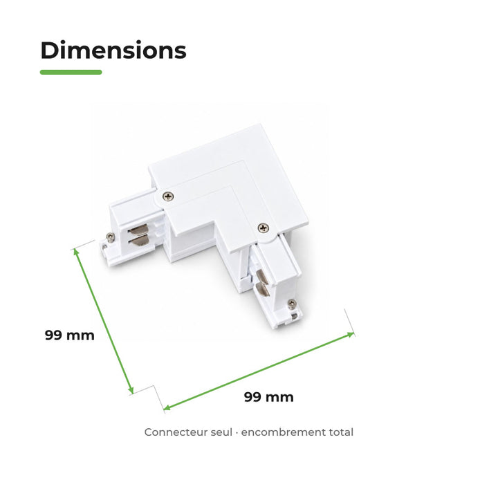 Connecteur L Rail Encastrable Triphasé Angle 90° Blanc