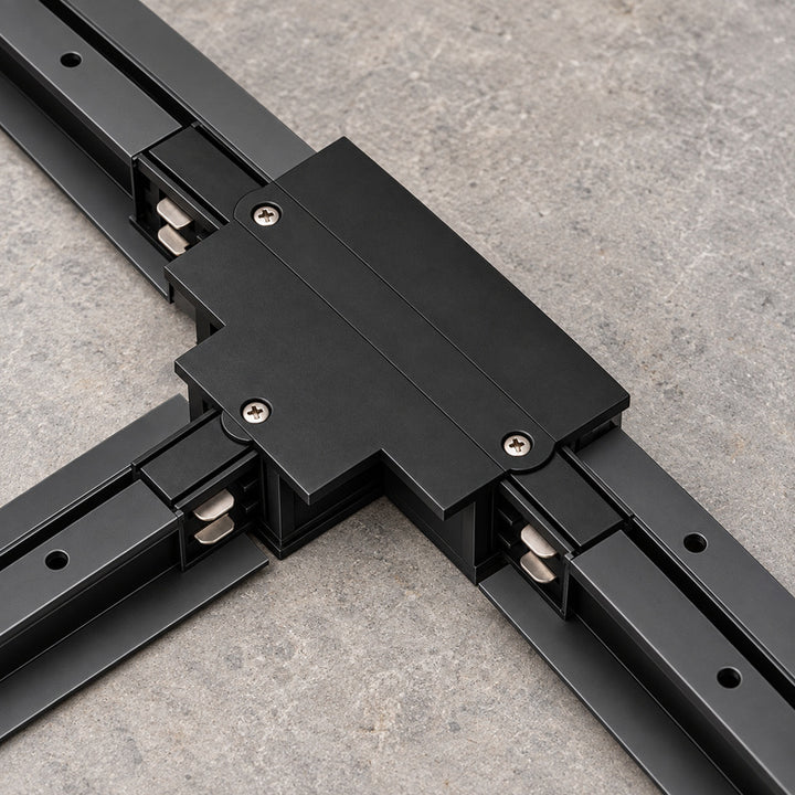 Connecteur T Rail Encastrable Triphasé Noir