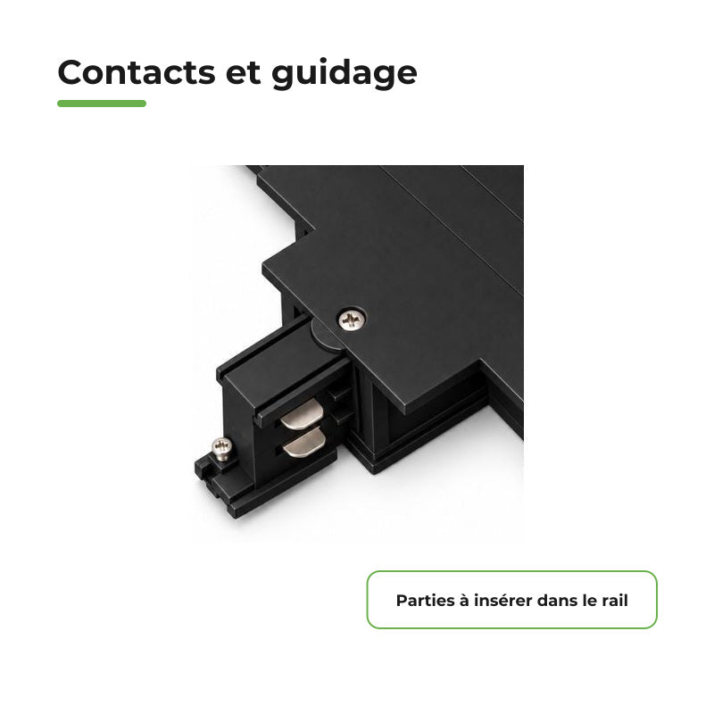 Connecteur T Rail Encastrable Triphasé Noir