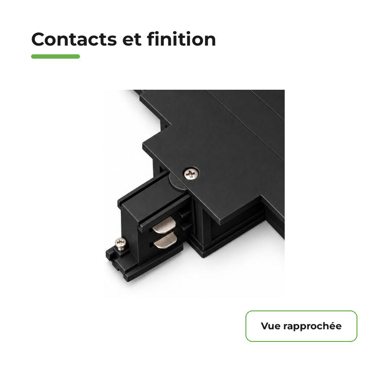 Connecteur T Rail Encastrable Triphasé Noir