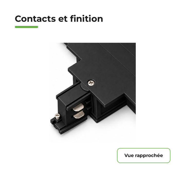 Connecteur T Rail Encastrable Triphasé Noir