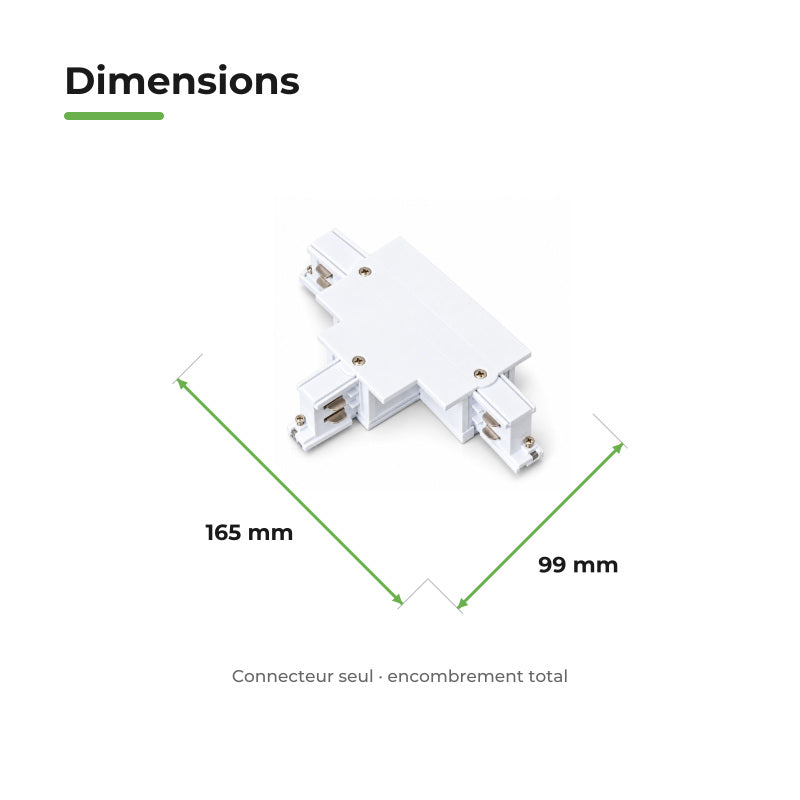 Connecteur T Rail Encastrable Triphasé Blanc