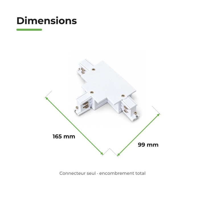 Connecteur T Rail Encastrable Triphasé Blanc