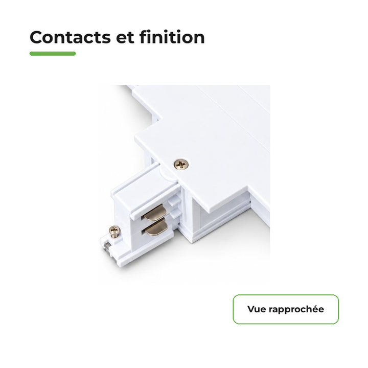 Connecteur T Rail Encastrable Triphasé Blanc