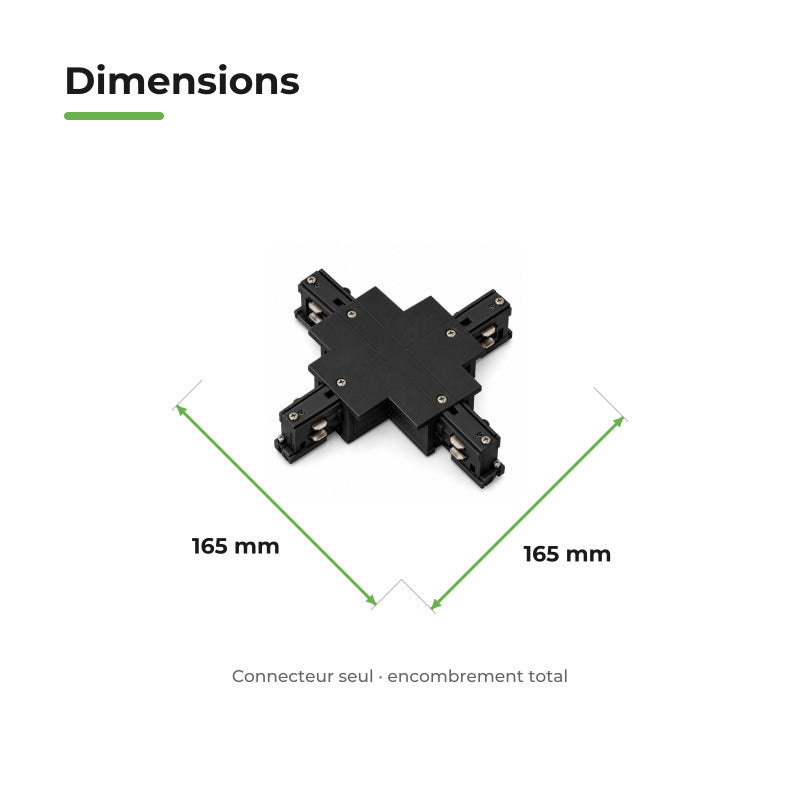Connecteur X Rail Encastrable Triphasé Noir